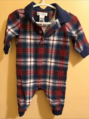 Ralph Lauren Red, Navy & White Plaid Polo Footie